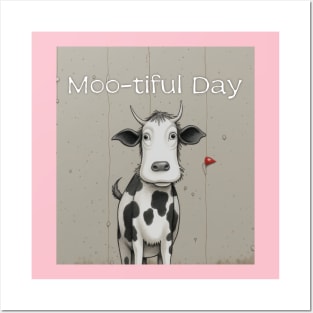 Cartoon Cow Moo-tiful Day Posters and Art